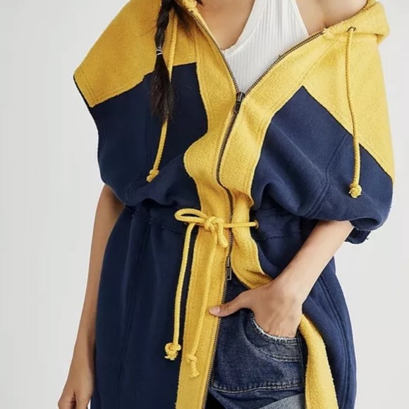 NWOT Free People Cool Cool Fleece Hoodie Sweatshirt Maxi Shirt Vest Dress Z244-0 - Picture 3 of 8